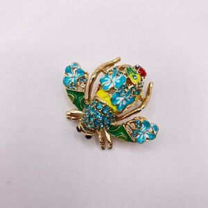 Joan Rivers Aqua Orchid Bee Pin